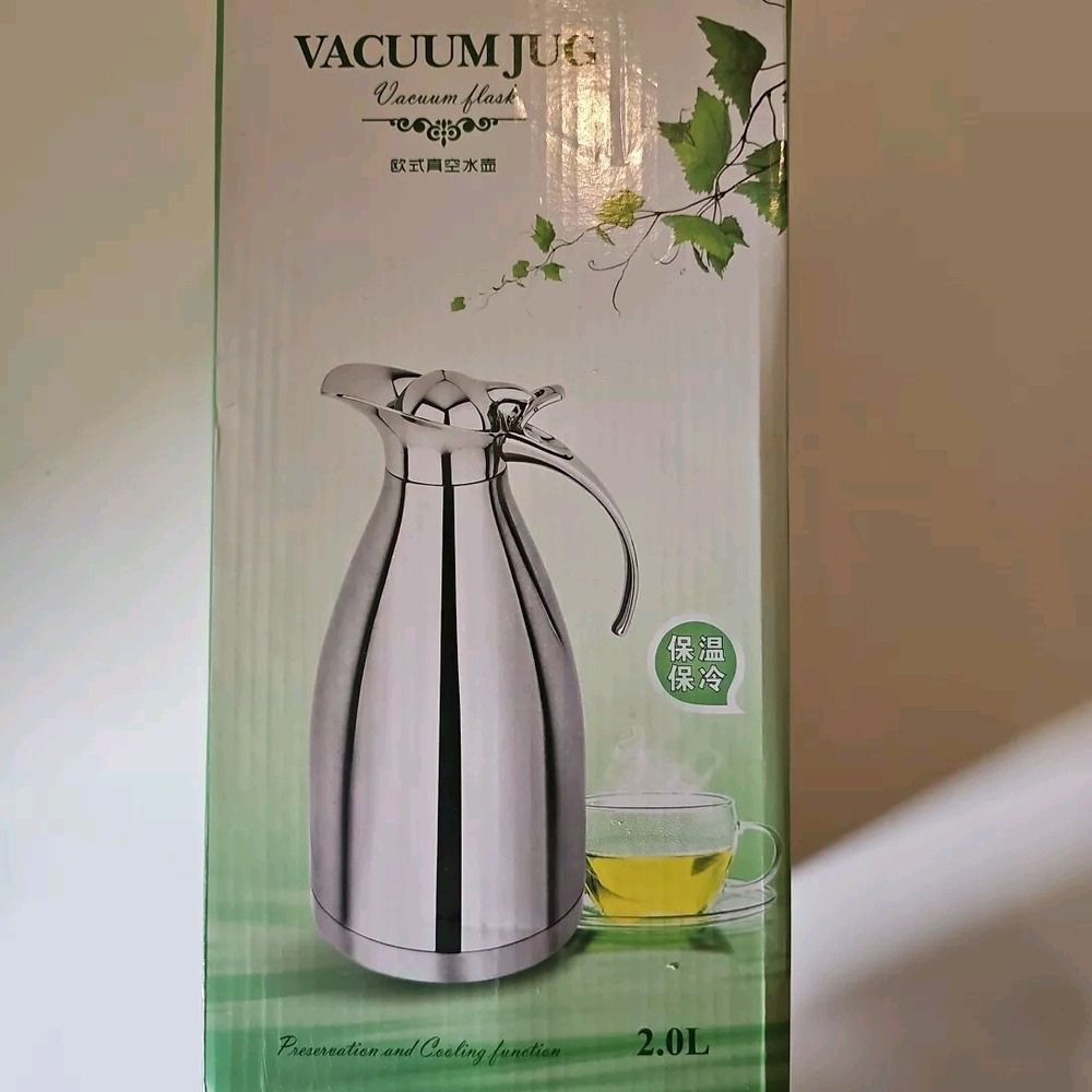 Insulated Vacuum‎ Jug for Tea and Coffee - Thermal Beverage Carafe - White 1L